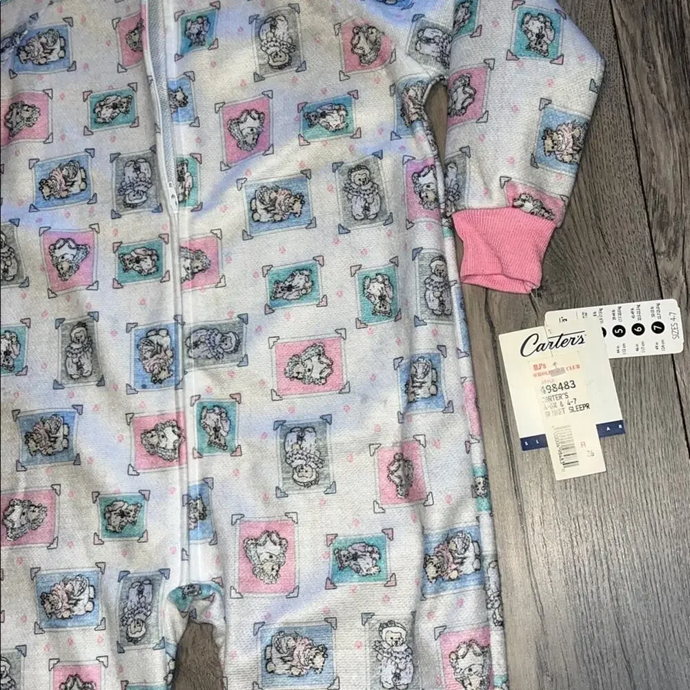VINTAGE Carter's Cozy Footie Pajama - Pink and Blue NWT Size 6